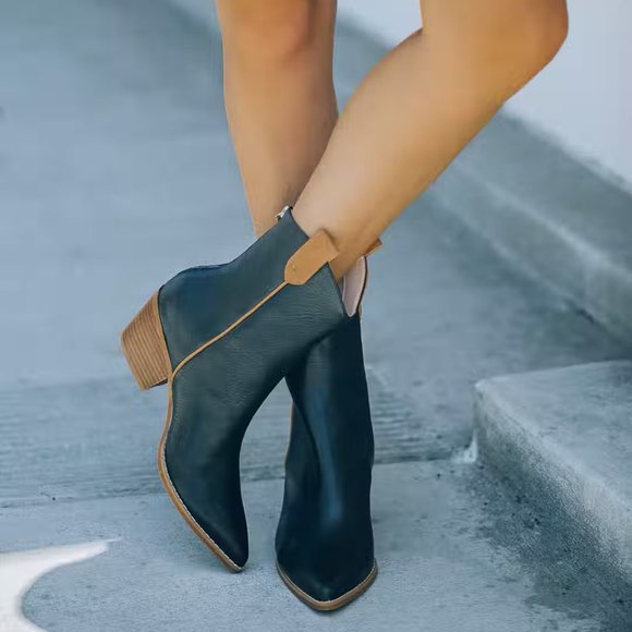 Vici Shoes - DRIFTER FAUX LEATHER HEELED BOOT - BLACK BOUTIQUE